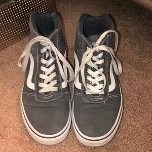 Gray Hightop Vans.
